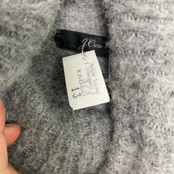 J. Crew Fuzzy Balloon Sleeve Turtleneck Gray Merino Wool Alpaca Sweater sz S - Picture 3 of 8